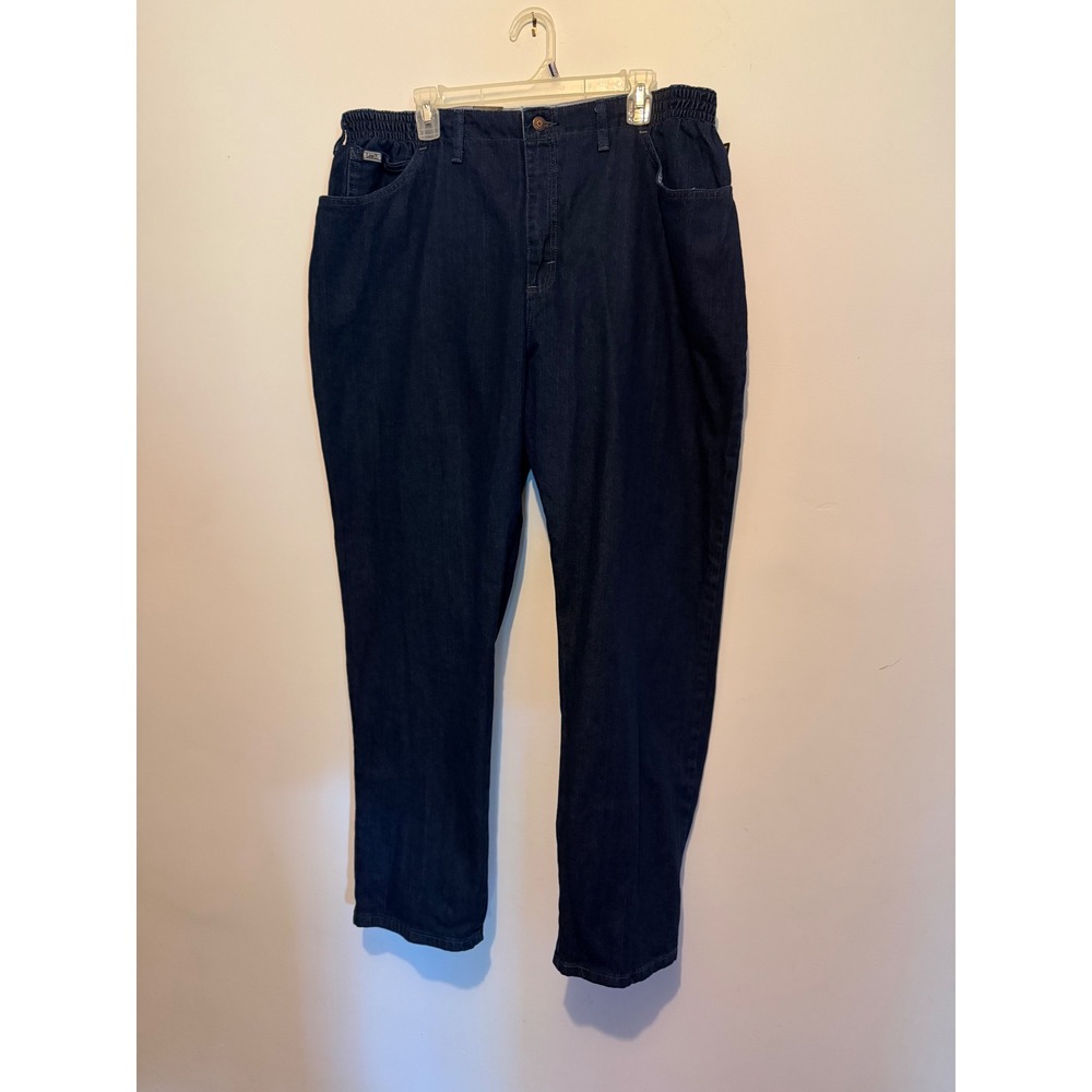 Lee Relaxed Fit Tapered Leg Jeans Mens 22w Dark Wash Mid Rise Elastic Waist